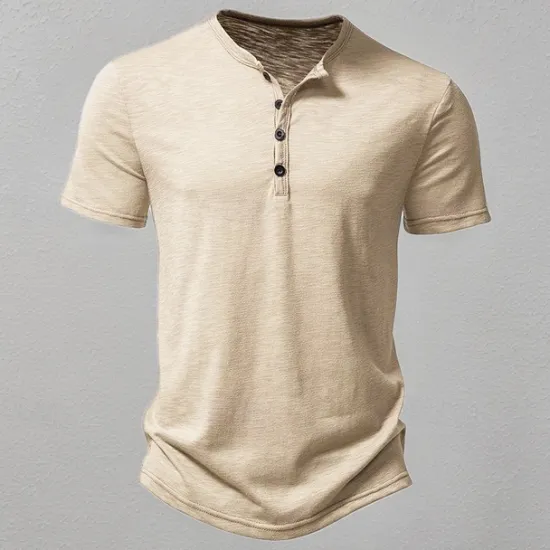 Hot OUKU Men's Button T Shirt T Shirt Henley Shirt Tee Short Sleeve Henley Spring & Summer Plain Fashion Designer Basic Sexy Vacation Street Going out Wine Black White Top Tee for Men