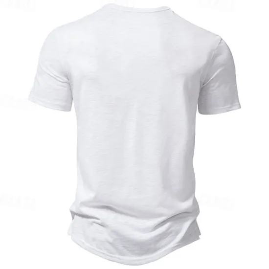 Hot OUKU Men's Button T Shirt T Shirt Henley Shirt Tee Short Sleeve Henley Spring & Summer Plain Fashion Designer Basic Sexy Vacation Street Going out Wine Black White Top Tee for Men