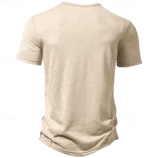 Hot OUKU Men's Button T Shirt T Shirt Henley Shirt Tee Short Sleeve Henley Spring & Summer Plain Fashion Designer Basic Sexy Vacation Street Going out Wine Black White Top Tee for Men