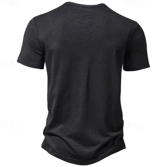 Hot OUKU Men's Button T Shirt T Shirt Henley Shirt Tee Short Sleeve Henley Spring & Summer Plain Fashion Designer Basic Sexy Vacation Street Going out Wine Black White Top Tee for Men