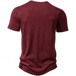 Hot OUKU Men's Button T Shirt T Shirt Henley Shirt Tee Short Sleeve Henley Spring & Summer Plain Fashion Designer Basic Sexy Vacation Street Going out Wine Black White Top Tee for Men
