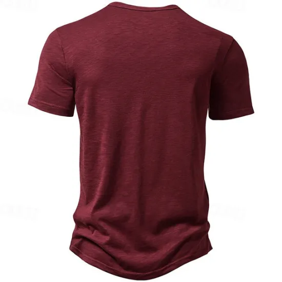 Hot OUKU Men's Button T Shirt T Shirt Henley Shirt Tee Short Sleeve Henley Spring & Summer Plain Fashion Designer Basic Sexy Vacation Street Going out Wine Black White Top Tee for Men