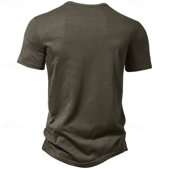Hot OUKU Men's Button T Shirt T Shirt Henley Shirt Tee Short Sleeve Henley Spring & Summer Plain Fashion Designer Basic Sexy Vacation Street Going out Wine Black White Top Tee for Men