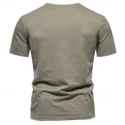 Clearance OUKU Men's Button T Shirt T Shirt Tee Short Sleeve Shirt Short Sleeve Crew Neck Spring & Summer Plain Fashion Designer Basic Buttons Vacation Street Going out Wine Black White Top Tee for Men