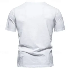 Clearance OUKU Men's Button T Shirt T Shirt Tee Short Sleeve Shirt Short Sleeve Crew Neck Spring & Summer Plain Fashion Designer Basic Buttons Vacation Street Going out Wine Black White Top Tee for Men