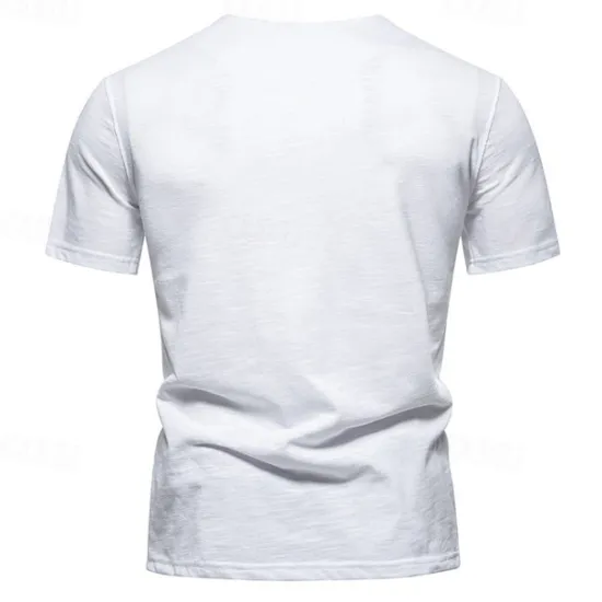 Clearance OUKU Men's Button T Shirt T Shirt Tee Short Sleeve Shirt Short Sleeve Crew Neck Spring & Summer Plain Fashion Designer Basic Buttons Vacation Street Going out Wine Black White Top Tee for Men