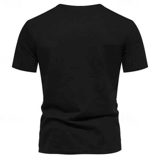 Clearance OUKU Men's Button T Shirt T Shirt Tee Short Sleeve Shirt Short Sleeve Crew Neck Spring & Summer Plain Fashion Designer Basic Buttons Vacation Street Going out Wine Black White Top Tee for Men