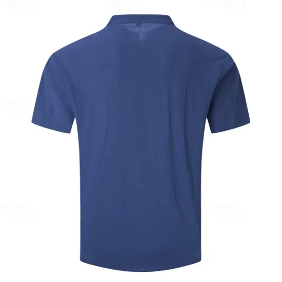 New OUKU Men's Button T Shirt T Shirt Henley Shirt Tee Short Sleeve Henley Summer Spring Plain Fashion Designer Basic Buttons Vacation Street Going out Apricot Black White Top Tee for Men