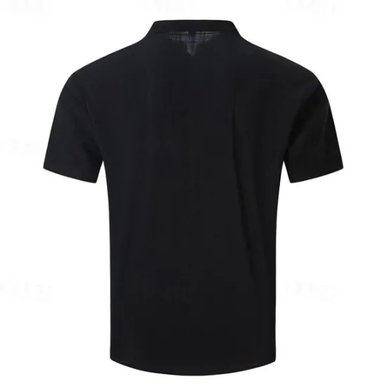 New OUKU Men's Button T Shirt T Shirt Henley Shirt Tee Short Sleeve Henley Summer Spring Plain Fashion Designer Basic Buttons Vacation Street Going out Apricot Black White Top Tee for Men