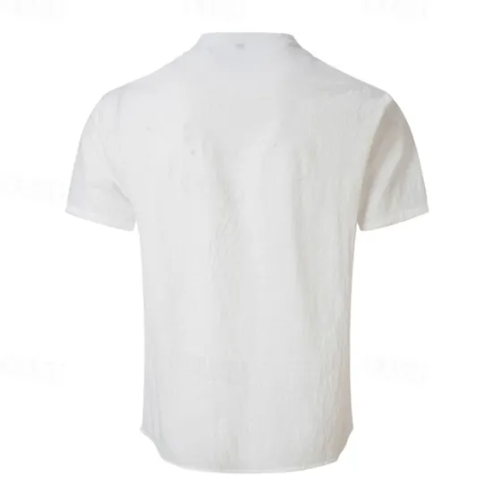 New OUKU Men's Button T Shirt T Shirt Henley Shirt Tee Short Sleeve Henley Summer Spring Plain Fashion Designer Basic Buttons Vacation Street Going out Apricot Black White Top Tee for Men