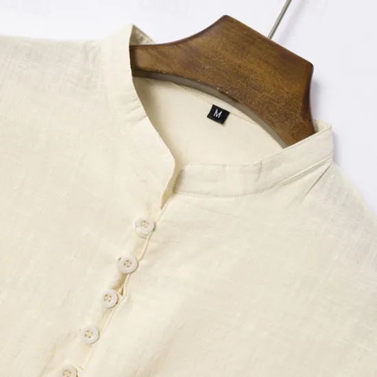 New OUKU Men's Button T Shirt T Shirt Henley Shirt Tee Short Sleeve Henley Summer Spring Plain Fashion Designer Basic Buttons Vacation Street Going out Apricot Black White Top Tee for Men