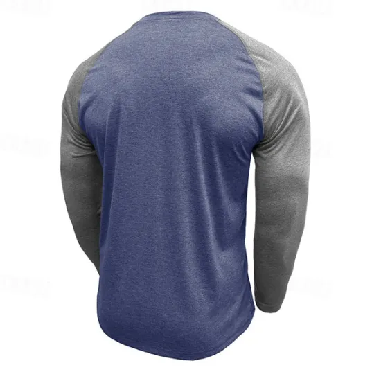Best OUKU Men's Button T Shirt T Shirt Henley Shirt Tee Long Sleeve Henley Spring & Fall Color Block Fashion Designer Basic Patchwork Vacation Street Going out Black Dark Red Yellow Top Tee for Men