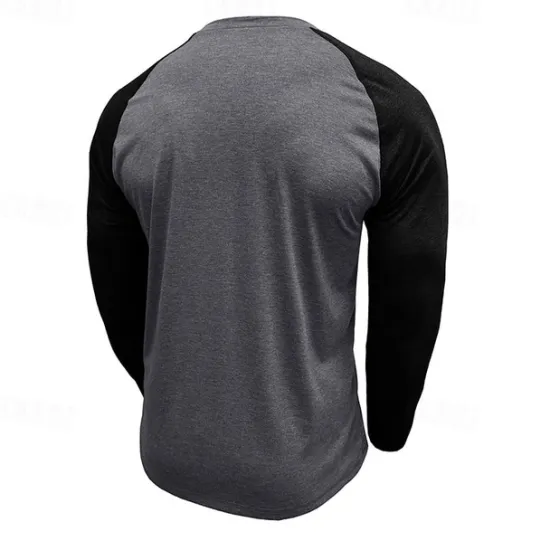 Best OUKU Men's Button T Shirt T Shirt Henley Shirt Tee Long Sleeve Henley Spring & Fall Color Block Fashion Designer Basic Patchwork Vacation Street Going out Black Dark Red Yellow Top Tee for Men
