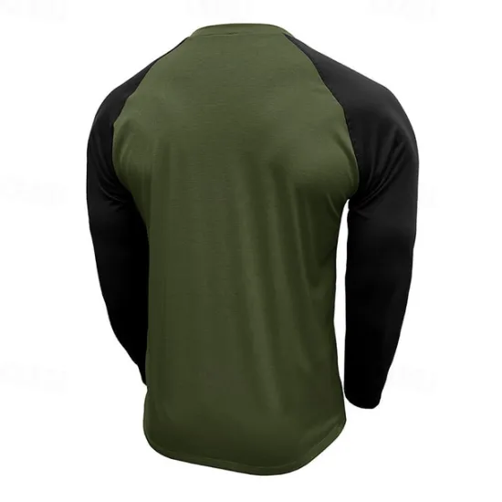 Best OUKU Men's Button T Shirt T Shirt Henley Shirt Tee Long Sleeve Henley Spring & Fall Color Block Fashion Designer Basic Patchwork Vacation Street Going out Black Dark Red Yellow Top Tee for Men