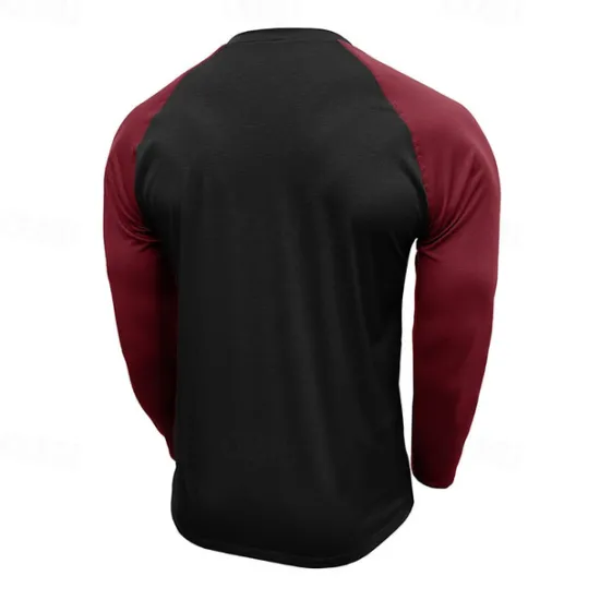 Best OUKU Men's Button T Shirt T Shirt Henley Shirt Tee Long Sleeve Henley Spring & Fall Color Block Fashion Designer Basic Patchwork Vacation Street Going out Black Dark Red Yellow Top Tee for Men