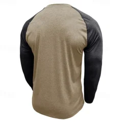 Best OUKU Men's Button T Shirt T Shirt Henley Shirt Tee Long Sleeve Henley Spring & Fall Color Block Fashion Designer Basic Patchwork Vacation Street Going out Black Dark Red Yellow Top Tee for Men