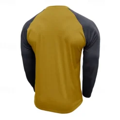 Best OUKU Men's Button T Shirt T Shirt Henley Shirt Tee Long Sleeve Henley Spring & Fall Color Block Fashion Designer Basic Patchwork Vacation Street Going out Black Dark Red Yellow Top Tee for Men