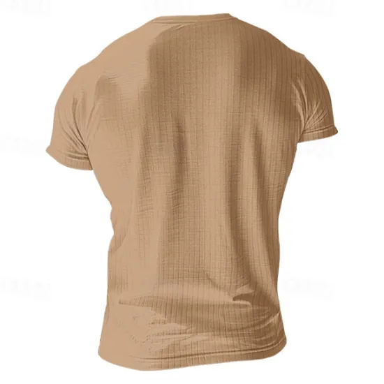 Discount OUKU Men's Button T Shirt T Shirt Henley Shirt Tee Short Sleeve V Neck Spring & Summer Plain Pit Strip Fashion Designer Basic Vacation Street Going out Wine Black White Top Tee for Men