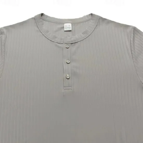 Discount OUKU Men's Button T Shirt T Shirt Henley Shirt Tee Short Sleeve V Neck Spring & Summer Plain Pit Strip Fashion Designer Basic Vacation Street Going out Wine Black White Top Tee for Men