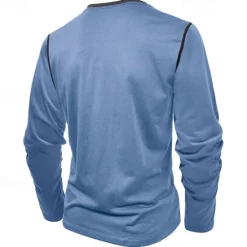 Online OUKU Men's Button T Shirt T Shirt Henley Shirt Tee Long Sleeve Henley Spring & Fall Patchwork Fashion Designer Basic Patchwork Vacation Street Going out Wine Black White Top Tee for Men