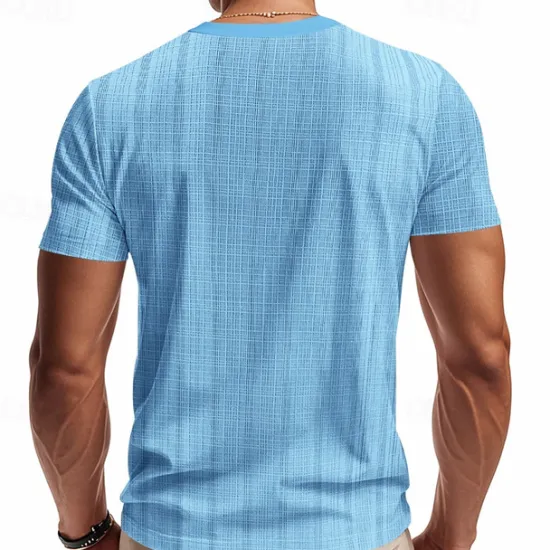 New OUKU Men's Button T Shirt T Shirt Henley Shirt Tee Short Sleeve Henley Summer Solid / Plain Color Fashion Designer Knitting Vacation Street Going out Navy Black White Top Tee for Men