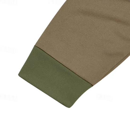 Hot OUKU Men's Button T Shirt T Shirt Henley Shirt Tee Long Sleeve Henley Spring & Fall Color Block Fashion Designer Basic Patchwork Vacation Street Going out Black Brown Army Green Top Tee for Men