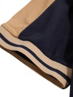 OUKU Men's Button Up Polos Cotton Polo Shirt Casual Holiday Lapel Short Sleeve Fashion Basic Color Block Patchwork Embroidered Summer Regular Fit Black Wine Navy Blue Green Grey Button Up Polos
