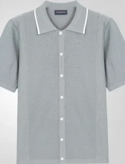 Hot OUKU Men's Button Up Polos Golf Shirt Casual Sports Lapel Short Sleeve Fashion Basic Plain Buttons Summer Blue Orange Gray Button Up Polos