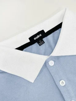 Sale OUKU Men's Button Up Polos Golf Shirt Casual Holiday Lapel Short Sleeve Fashion Basic Plain Classic Summer Regular Fit Navy Fire Red Light Sky Blue Black White Grey Button Up Polos