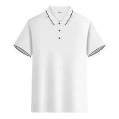 OUKU Men's Button Up Polos Golf Shirt Casual Sports Ribbed Polo Collar Classic Short Sleeve Fashion Basic Plain Button Summer Regular Fit Wine Lake Blue Black White Pink Navy Blue Button Up Polos