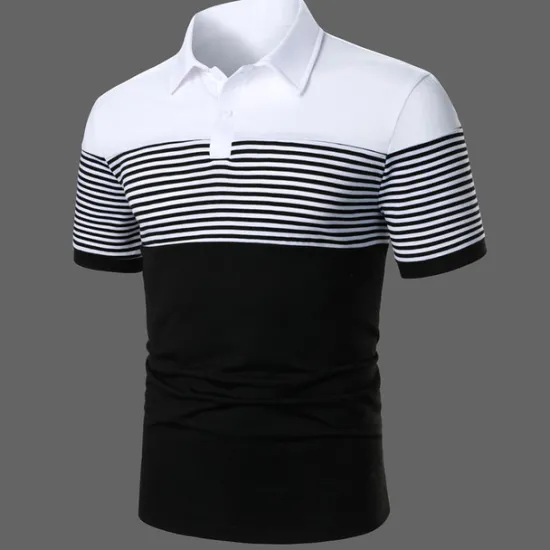 Hot OUKU Men's Button Up Polos Polo Shirt Casual Holiday Lapel Short Sleeve Fashion Basic Color Block Classic Summer Regular Fit Black Dark Navy Button Up Polos