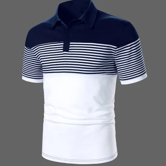 Hot OUKU Men's Button Up Polos Polo Shirt Casual Holiday Lapel Short Sleeve Fashion Basic Color Block Classic Summer Regular Fit Black Dark Navy Button Up Polos
