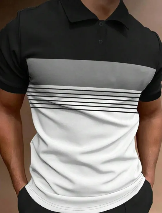 Clearance OUKU Men's Button Up Polos Polo Shirt Casual Sports Lapel Short Sleeve Fashion Basic Color Block Button Summer Regular Fit Fire Red Black White Army Green Dark Navy Dark Gray Button Up Polos