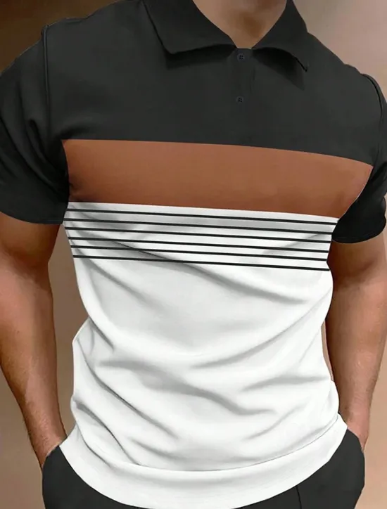 Clearance OUKU Men's Button Up Polos Polo Shirt Casual Sports Lapel Short Sleeve Fashion Basic Color Block Button Summer Regular Fit Fire Red Black White Army Green Dark Navy Dark Gray Button Up Polos