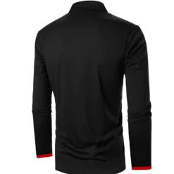 New OUKU Men's Button Up Polos Polo Shirt Casual Holiday Lapel Long Sleeve Fashion Basic Plain Button Summer Regular Fit Fire Red Black Dark navy Button Up Polos