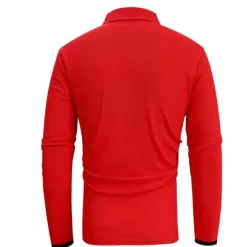 New OUKU Men's Button Up Polos Polo Shirt Casual Holiday Lapel Long Sleeve Fashion Basic Plain Button Summer Regular Fit Fire Red Black Dark navy Button Up Polos