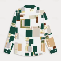 Online OUKU Men's Button Up Shirt Long Sleeve Artistic Casual Daily Summer Fold-over Collar Green