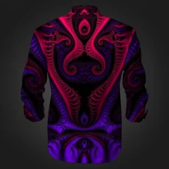 OUKU Men's Button Up Shirt Printed Shirts Long Sleeve Subcultural Vacation Party Street Spring & Summer Turndown Print Button-Down Black Red Blue Purple Fuchsia