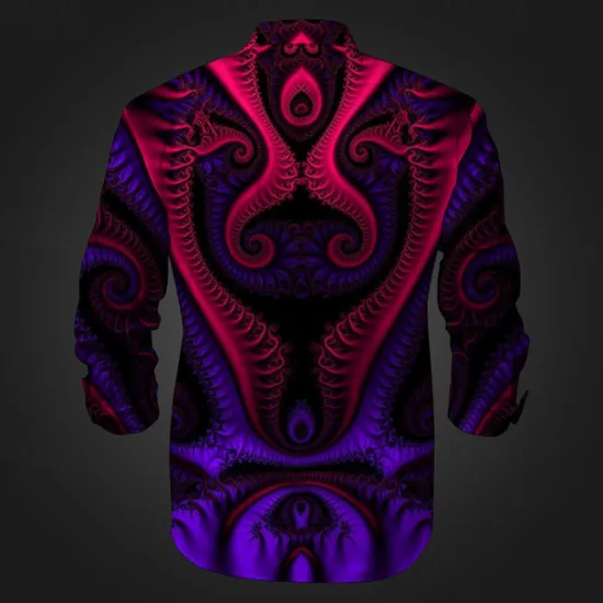 OUKU Men's Button Up Shirt Printed Shirts Long Sleeve Subcultural Vacation Party Street Spring & Summer Turndown Print Button-Down Black Red Blue Purple Fuchsia