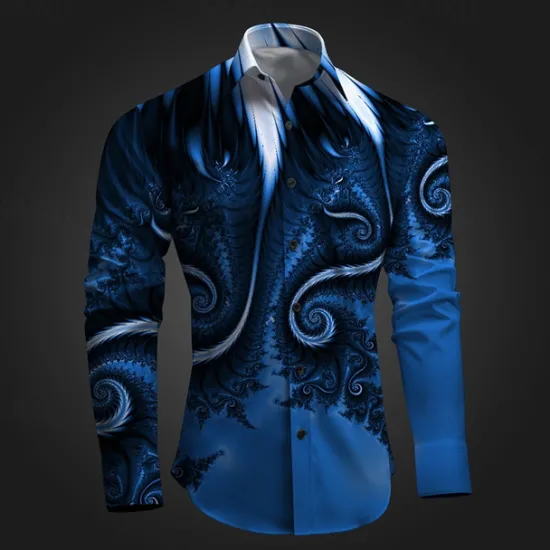 Online OUKU Men's Button Up Shirt Printed Shirts Long Sleeve Subcultural Vacation Party Street Spring & Summer Turndown Print Button-Down Red Blue Purple Gray