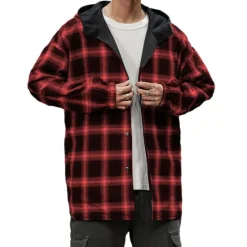 Discount OUKU Men's Button Up Shirt Shirt Jacket Overshirt Daily Wear Black Red Blue Long Sleeve Clothing Apparel
