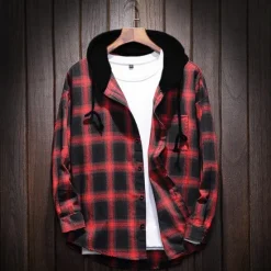 Discount OUKU Men's Button Up Shirt Shirt Jacket Overshirt Daily Wear Black Red Blue Long Sleeve Clothing Apparel