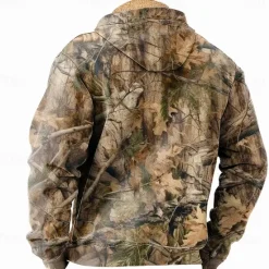 Online OUKU Men's Camo / Camouflage Cowboy Fleece Hoodies Daily Vintage Retro Long Sleeve Hooded Holiday Streetwear Zipper Pocket Fall Winter Designer Brown
