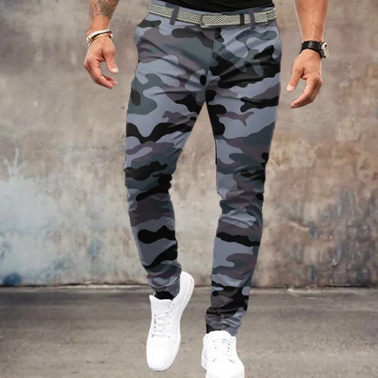 Online OUKU Men's Camo / Camouflage Dress Pants Mid Waist Vintage Formal Outdoor Street Zipper Pocket Summer Spring Fall 3D Print Navy Blue Army Green