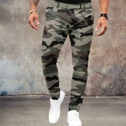 Online OUKU Men's Camo / Camouflage Dress Pants Mid Waist Vintage Formal Outdoor Street Zipper Pocket Summer Spring Fall 3D Print Navy Blue Army Green