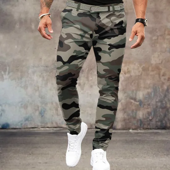 Online OUKU Men's Camo / Camouflage Dress Pants Mid Waist Vintage Formal Outdoor Street Zipper Pocket Summer Spring Fall 3D Print Navy Blue Army Green