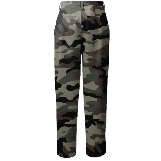 Online OUKU Men's Camo / Camouflage Dress Pants Mid Waist Vintage Formal Outdoor Street Zipper Pocket Summer Spring Fall 3D Print Navy Blue Army Green