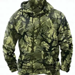 Clearance OUKU Men's Camo / Camouflage Hoodies Sweatshirt Ethnic Long Sleeve Crew Neck Holiday Hunting Purple Brown Drawstring Fall Winter Designer