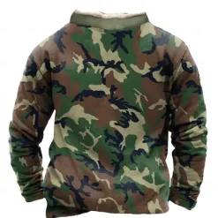 Sale OUKU Men's Camo / Camouflage Sweatshirt Quarter Zip Sweatshirt Long Sleeve Sweatshirt Stand Collar Quarter Zip Casual Vintage Retro 3D Print Vacation Going out Streetwear Half Zip Fall Winter