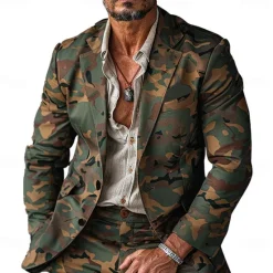 Sale OUKU Men's Camo Long Sleeve Turndown Vintage Casual Outdoor Street Daily Buttons 3D Print Multi Pocket Army Green